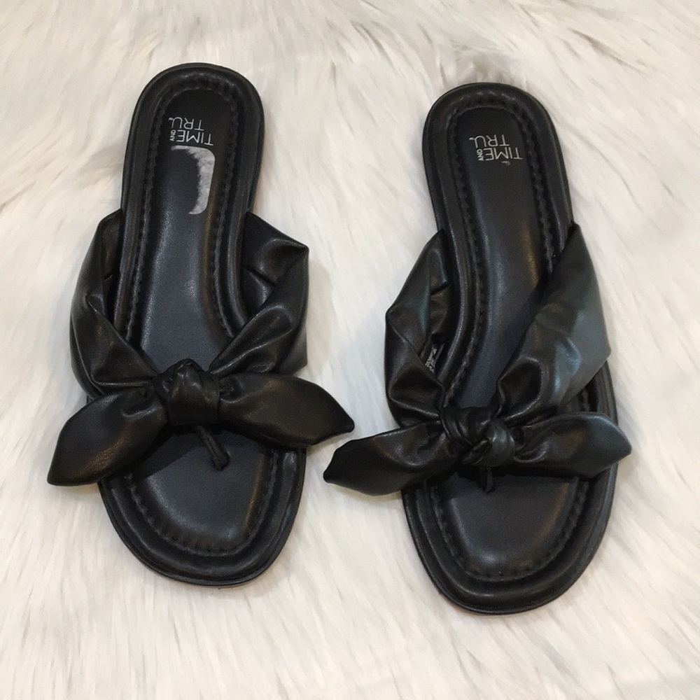 black bow sandals